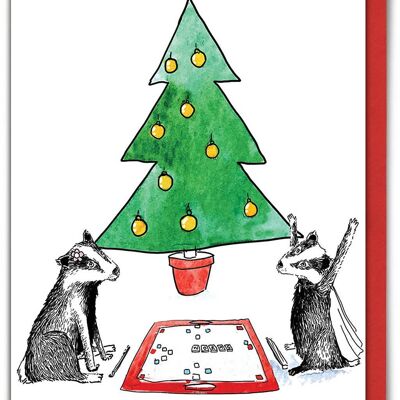 Carte de Noël drôle de jeu de blaireau