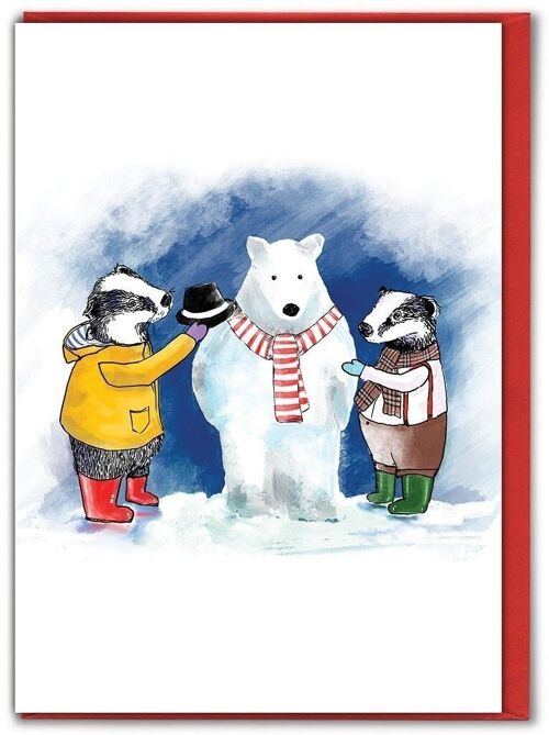 Snow Badger Funny Christmas Card