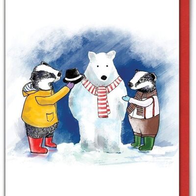 Biglietto natalizio divertente Snow Badger