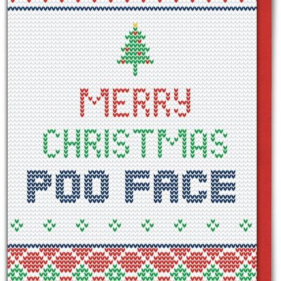 Tarjeta de Navidad divertida de Poo Face