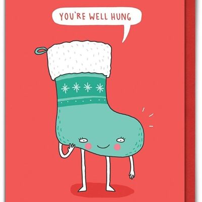 Youre Well Hung Xmas Cartolina di Natale divertente