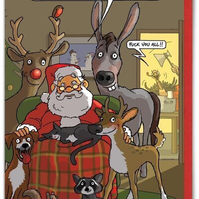 Lustige Weihnachtskarte - Merry Christmas, Fuck You All von Brainbox Candy