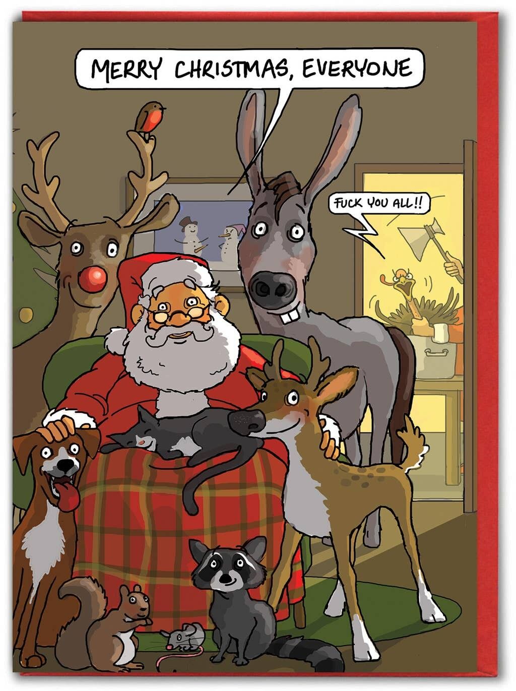 Funny Christmas Card - Merry Christmas, Fuck You All by Brainbox Candy