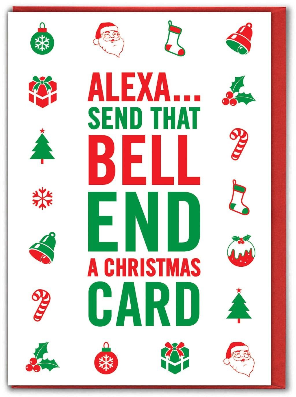 Biglietto di Natale divertente - Alexa Invia il biglietto di Natale Bell End di Brainbox Candy
