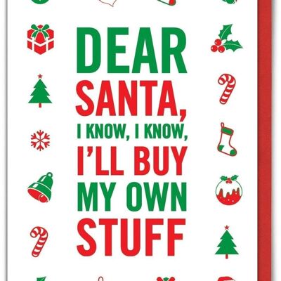 Funny Christmas Card - Buy My Own Stuff by Brainbox Candy