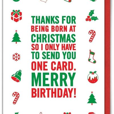 Funny Christmas Card - Merry Birthday by Brainbox Candy