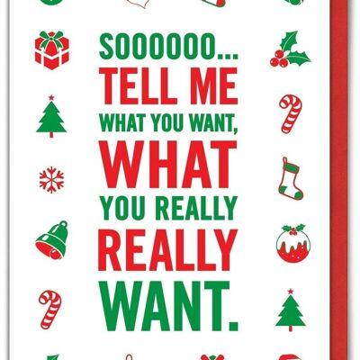 Lustige Weihnachtskarte – Tell Me What You Want von Brainbox Candy