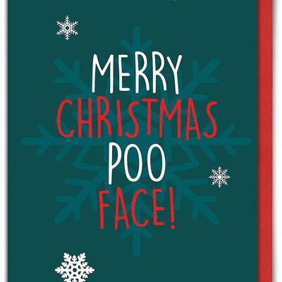 Carte de Noël drôle de visage de caca de joyeux Noël
