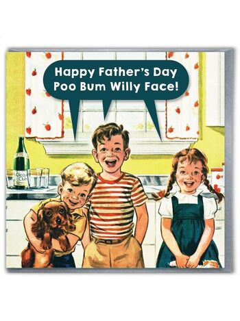 Carte drôle de fête des pères - Fête des pères Poo Bum Willy Face 1