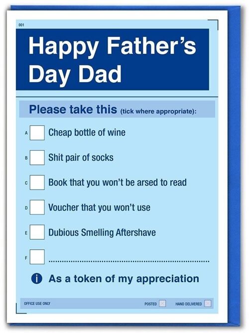 Funny Father's Day Card - Father's Day Tick Box