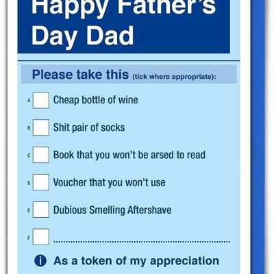 Funny Father's Day Card - Father's Day Tick Box