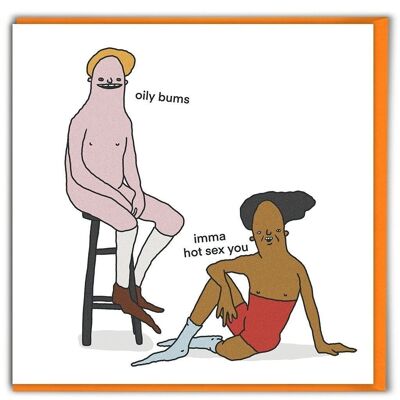 Funny Birthday Card - Oily Bums