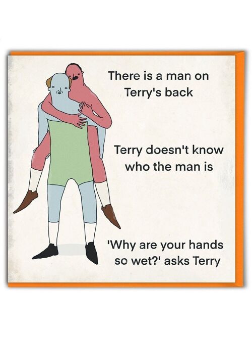 Funny Birthday Card - Man On Terry's Back