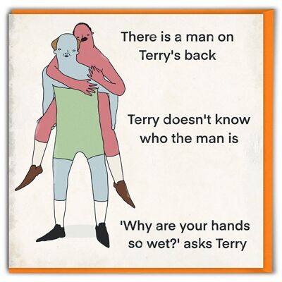 Lustige Geburtstagskarte – Mann auf Terrys Rücken