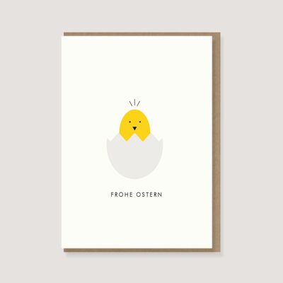 Folded card with envelope - "Chick - Happy Easter"