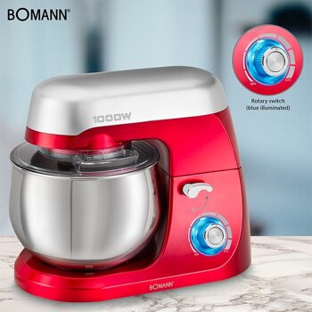 Robot pétrin multifonction 5L 1000W Bomann KM6009CB-rouge 8