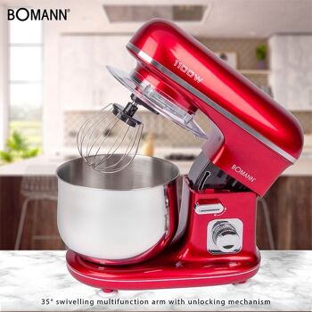 Robot pétrin multifonction 5L 1100W Bomann KM6010CB-rouge 6