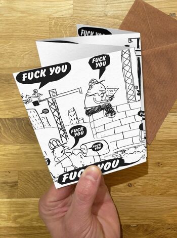 Carte d'anniversaire amusante – Fuck Yeux Tapestry CONCERTINA CARD par Modern Toss 2