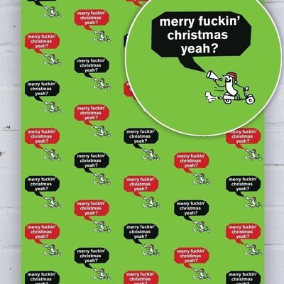 Drive By Abuser Rude Christmas Gift Wrap **Pack of 2 Sheets Folded** by Modern Toss