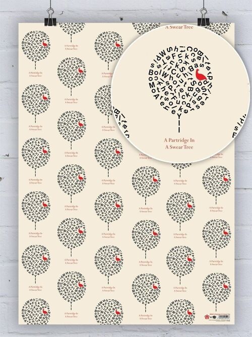 Partridge Swear Tree Rude Christmas Gift Wrap **Pack of 2 Sheets Folded** by Modern Toss