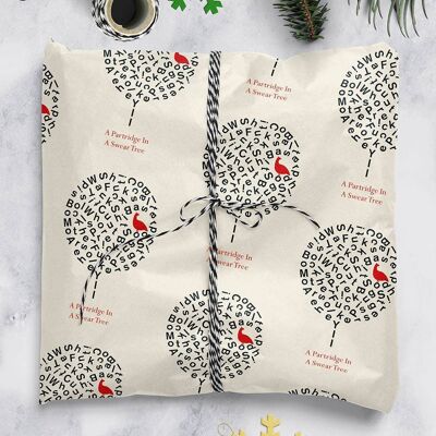 Partridge Swear Tree Rude Christmas Gift Wrap **Pack of 2 Sheets Folded** by Modern Toss