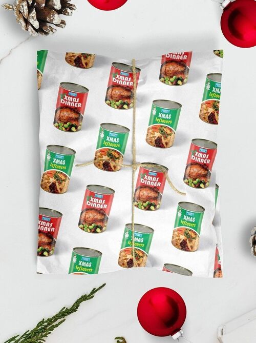 Xmas Dinner Leftovers Christmas Gift Wrap **Pack of 2 Sheets Folded**