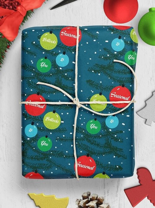 Seasonal Bollocks Christmas Gift Wrap **Pack of 2 Sheets Folded**