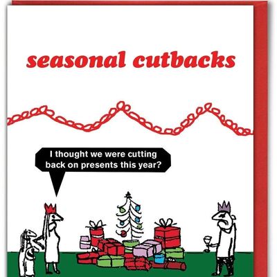 Seasonal Cutbacks Presents Christmas Card