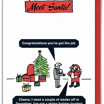 Cartolina di Natale per le vacanze sugli sci di Babbo Natale