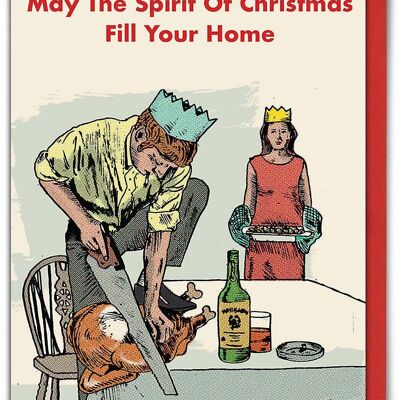 Tarjeta de Navidad divertida de Turquía Saw Up de Modern Toss