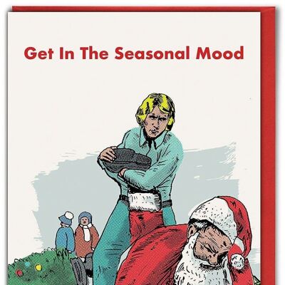 Cartolina di Natale con blocco del piede di Babbo Natale