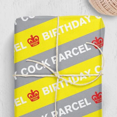Birthday Cock Parcel Gift Wrap **Pack of 2 Sheets Folded**