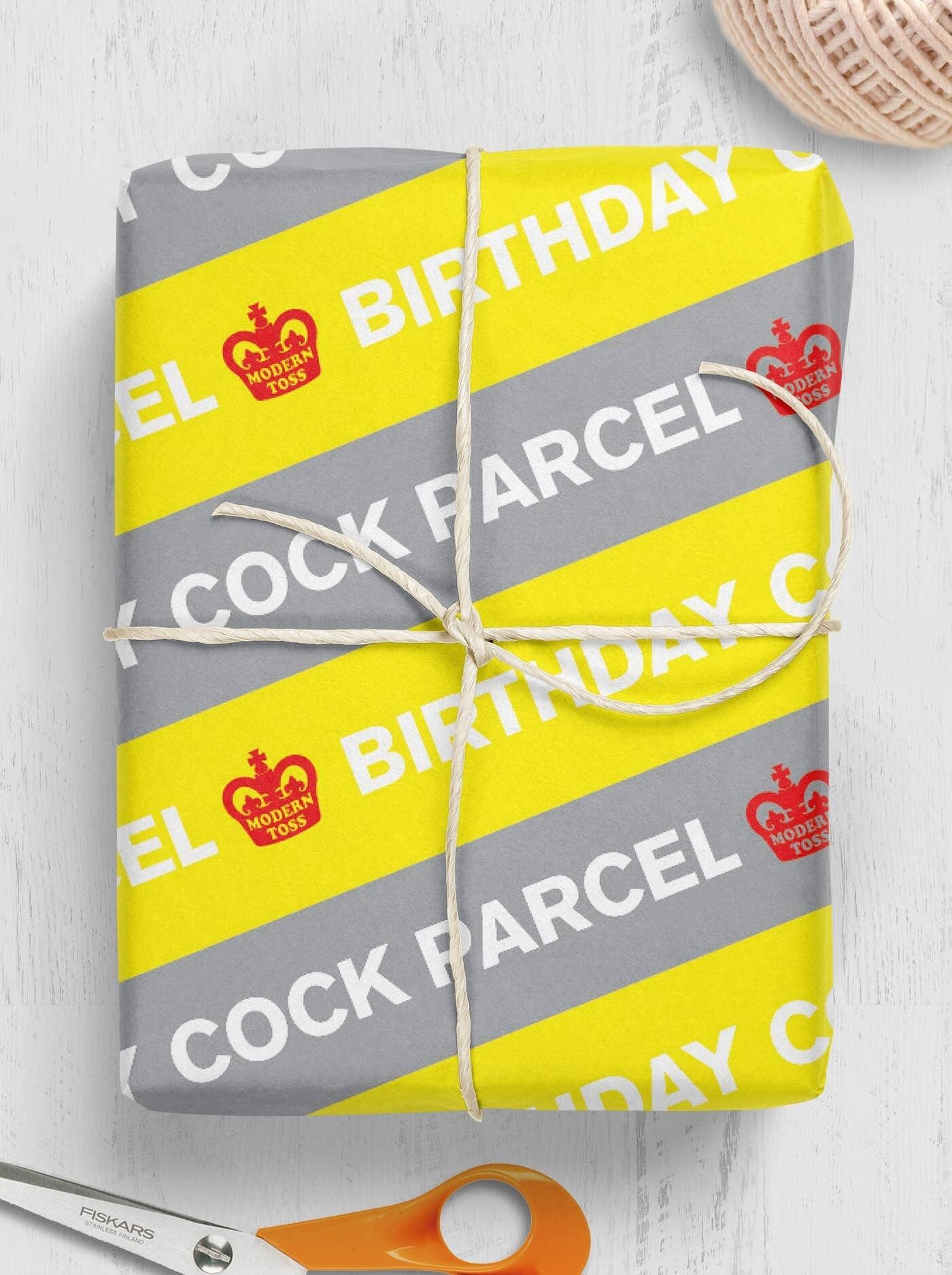 Birthday Cock Parcel Gift Wrap **Pack of 2 Sheets Folded**