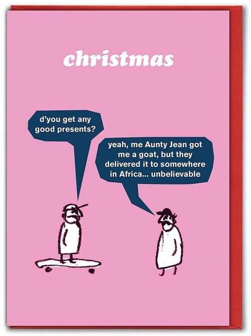 Goat Present Christmas Card