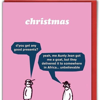 Chèvre présente carte de Noël