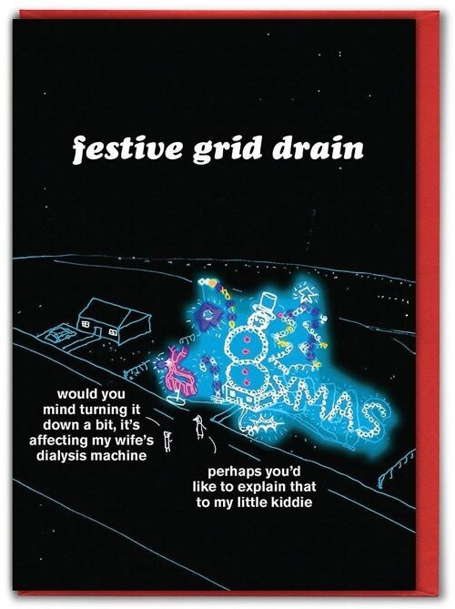 Festive Grid Drain Funny Christmas Card by Modern Toss
