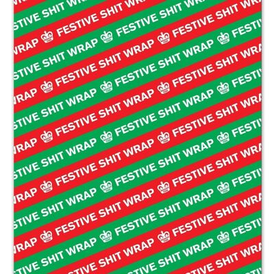 Papel de regalo Festive Shit **Paquete de 2 hojas plegadas**