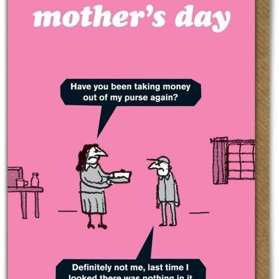 Tarjeta del día de las madres tomando dinero