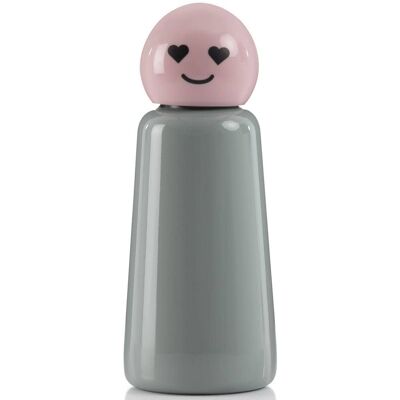 Skittle Water Bottle 300ml - Light Grey and Pink Heart