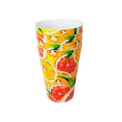 SET PARTYBECHER 4 ST. HALLO SUMMER ORANGE FRUIT SP34231