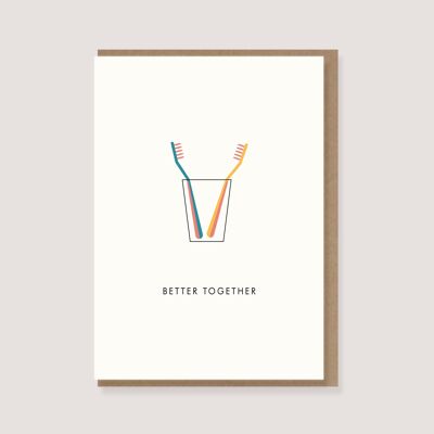 Folded card with envelope - "Toothbrushes - Better Together"