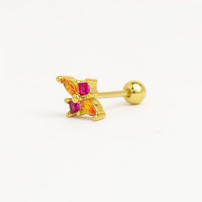 Aconite piercing earring - pink/orange