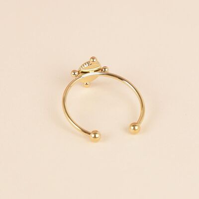 Gold adjustable ring with black star detail