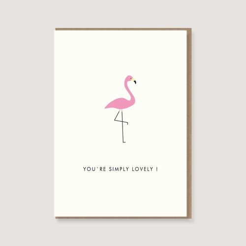 Klappkarte mit Umschlag - "Flamingo - You're simply lovely!"