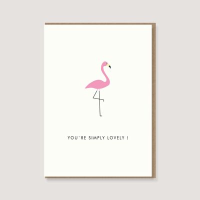 Carte dépliante avec enveloppe - "Flamingo - Tu es tout simplement adorable !"