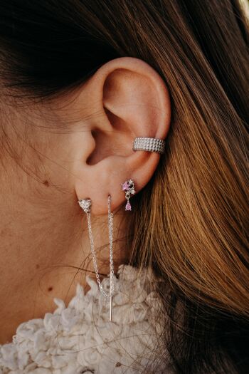 Boucle d'oreille piercing Esther - argenté/rose 2