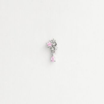 Boucle d'oreille piercing Esther - argenté/rose 3