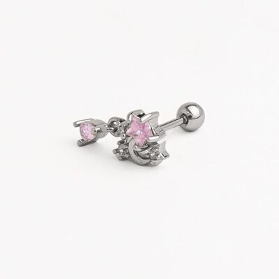 Pendiente piercing Esther - plata/rosa