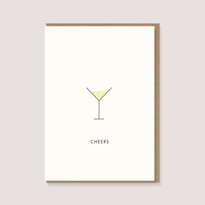 Folded card with envelope - "Champagne flute - Cheers"