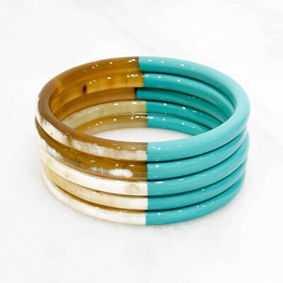 Bracelet coloré en corne véritable - Turquoise